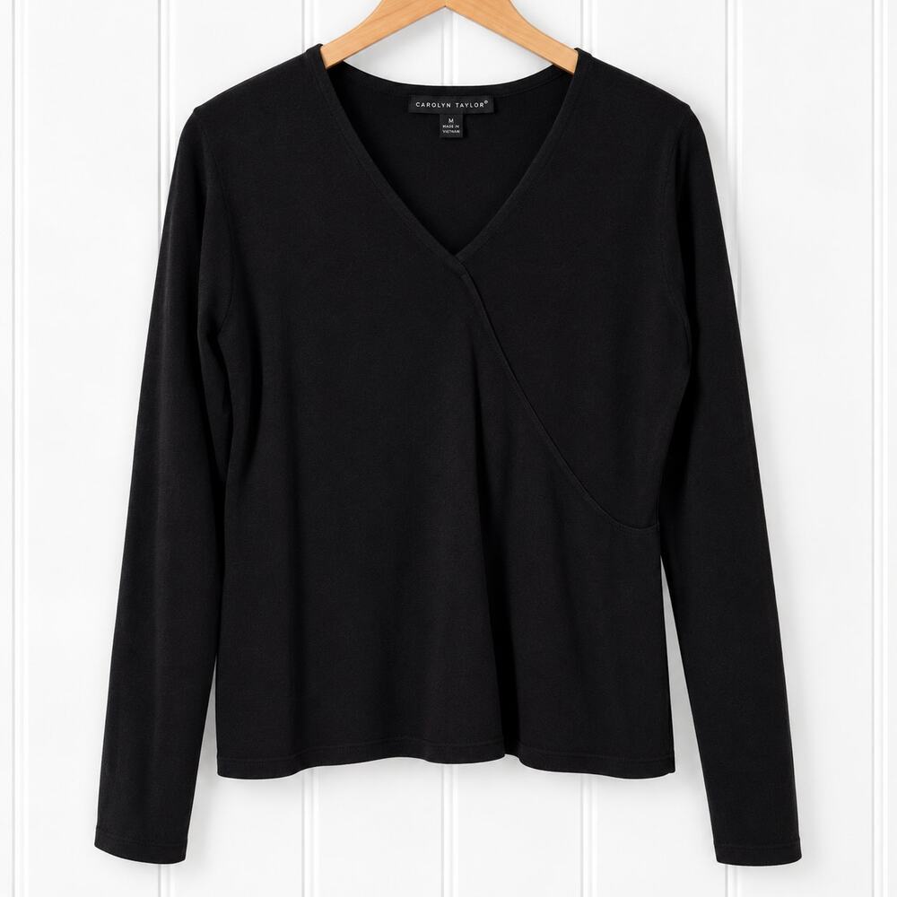 Carolyn Taylor Sweater Womens XL Black V Neck Long Sleeve Pullover